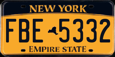 NY license plate FBE5332