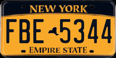 NY license plate FBE5344