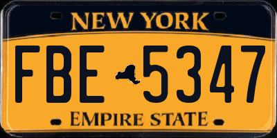 NY license plate FBE5347