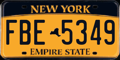 NY license plate FBE5349
