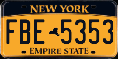 NY license plate FBE5353