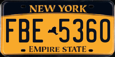 NY license plate FBE5360