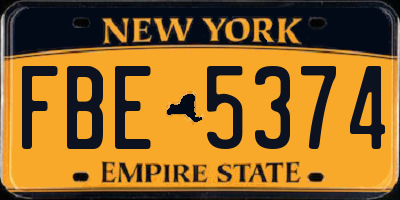 NY license plate FBE5374