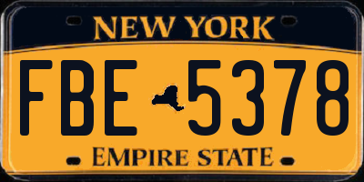 NY license plate FBE5378
