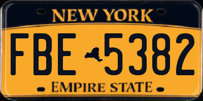 NY license plate FBE5382