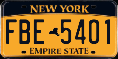 NY license plate FBE5401