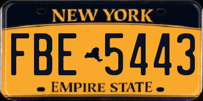 NY license plate FBE5443