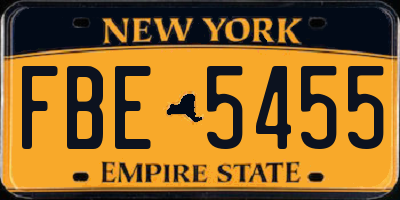 NY license plate FBE5455