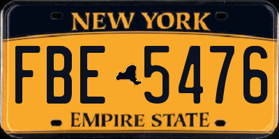 NY license plate FBE5476