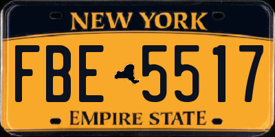NY license plate FBE5517