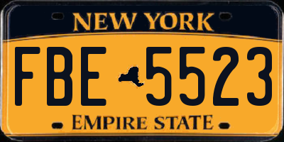 NY license plate FBE5523