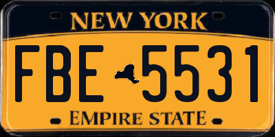NY license plate FBE5531
