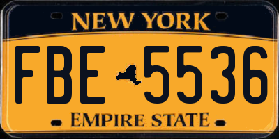 NY license plate FBE5536