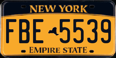 NY license plate FBE5539