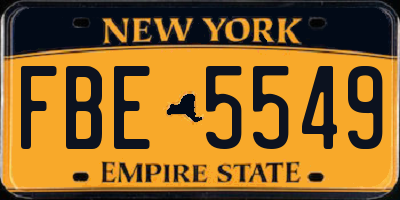 NY license plate FBE5549