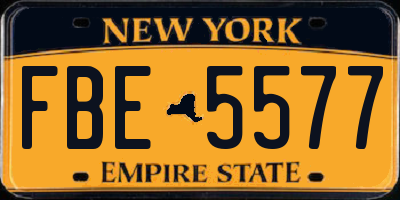 NY license plate FBE5577