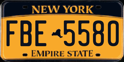 NY license plate FBE5580