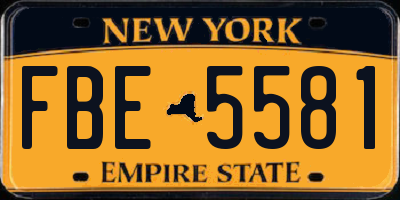 NY license plate FBE5581