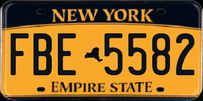 NY license plate FBE5582