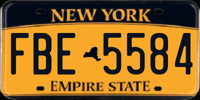 NY license plate FBE5584