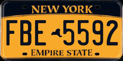 NY license plate FBE5592