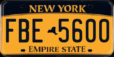 NY license plate FBE5600
