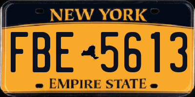 NY license plate FBE5613