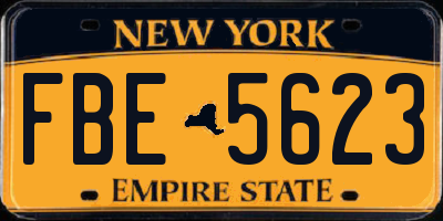 NY license plate FBE5623