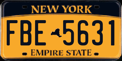 NY license plate FBE5631