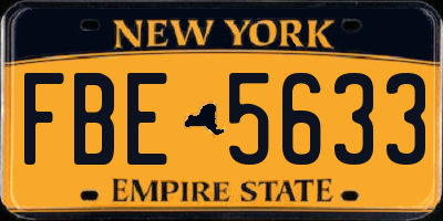 NY license plate FBE5633
