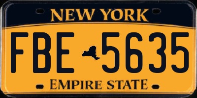 NY license plate FBE5635