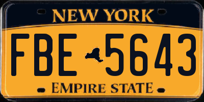 NY license plate FBE5643