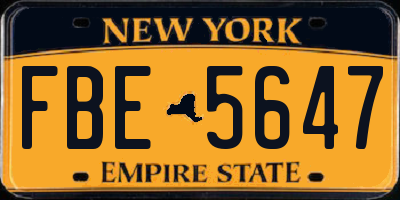 NY license plate FBE5647