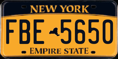 NY license plate FBE5650