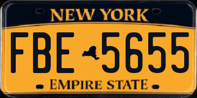 NY license plate FBE5655