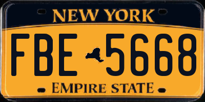NY license plate FBE5668