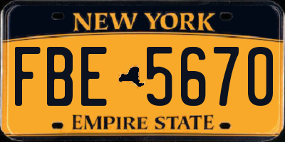 NY license plate FBE5670