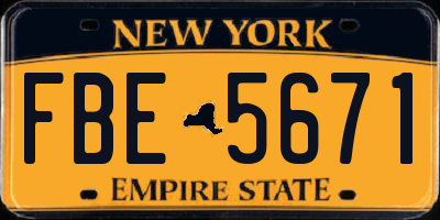 NY license plate FBE5671