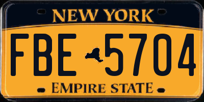NY license plate FBE5704