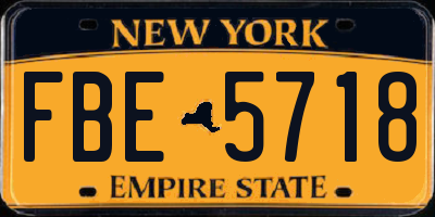 NY license plate FBE5718