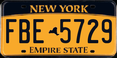 NY license plate FBE5729