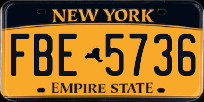 NY license plate FBE5736