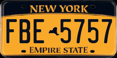 NY license plate FBE5757