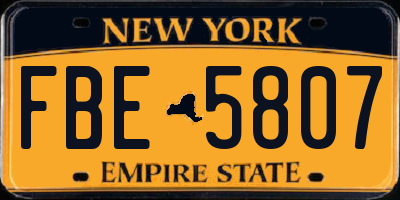 NY license plate FBE5807