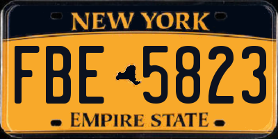 NY license plate FBE5823