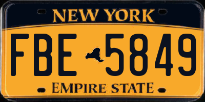 NY license plate FBE5849