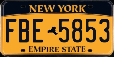 NY license plate FBE5853