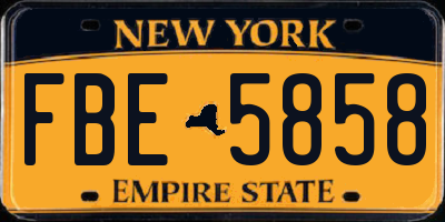 NY license plate FBE5858