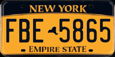 NY license plate FBE5865