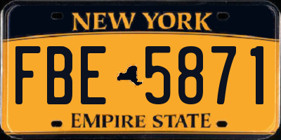 NY license plate FBE5871